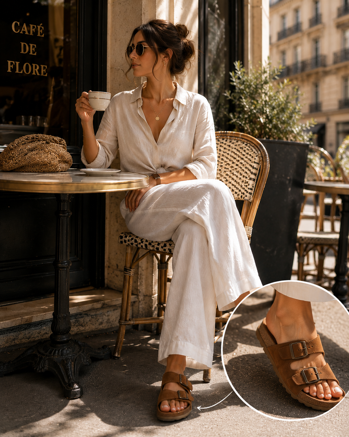Mules Femme Camel en Cuir Nubuck