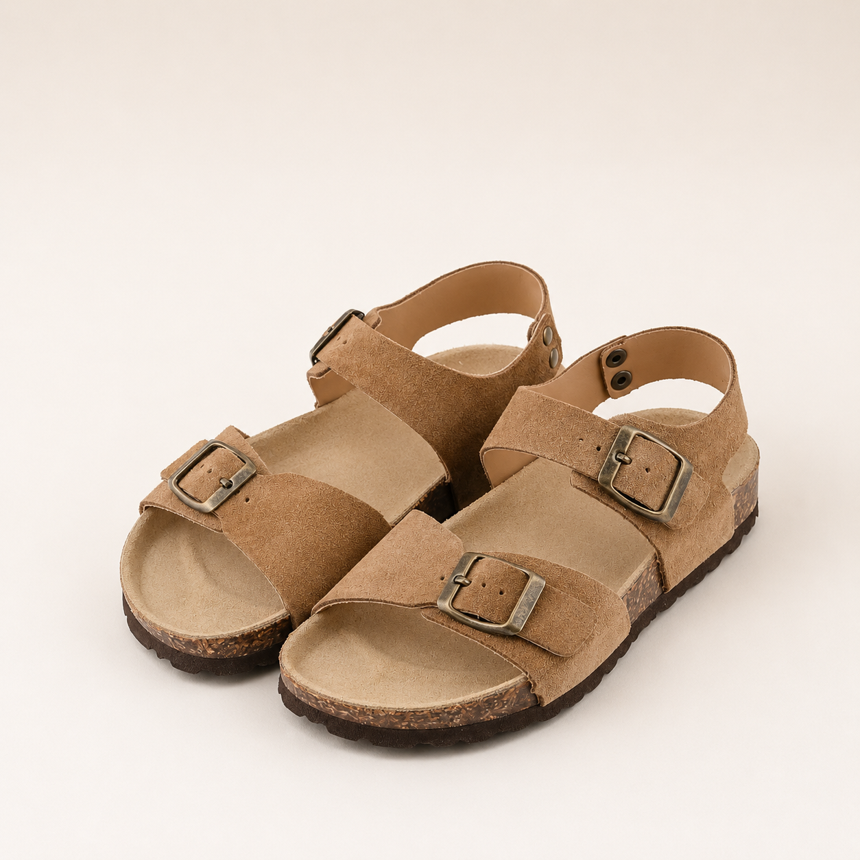 Sandales Enfant en cuir nubuck beige