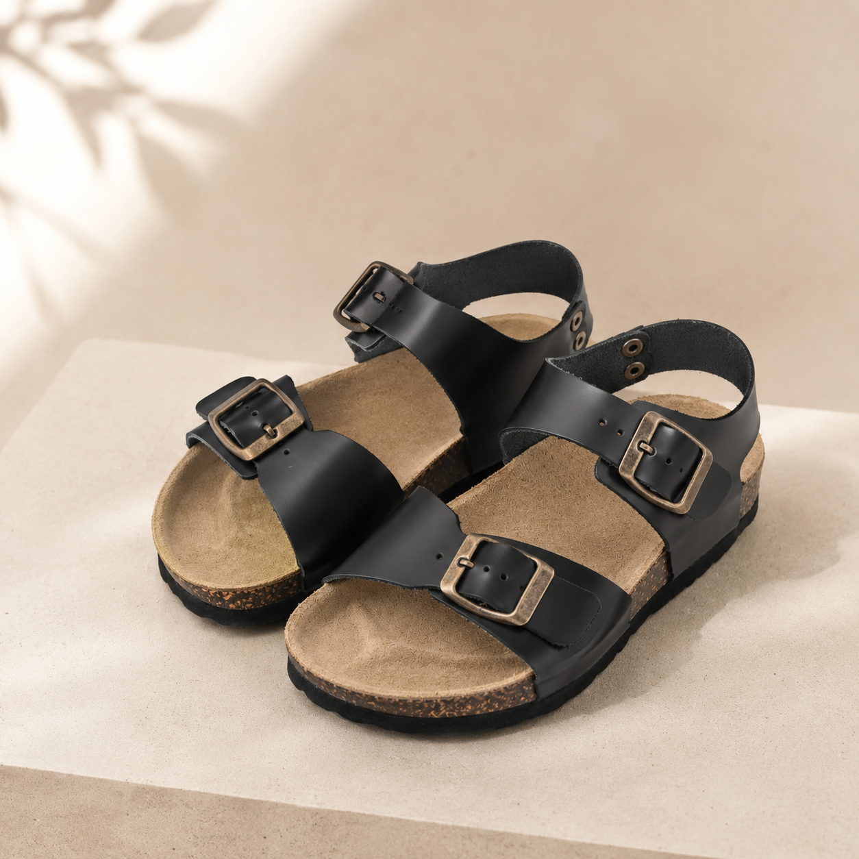 Sandales noir cuir