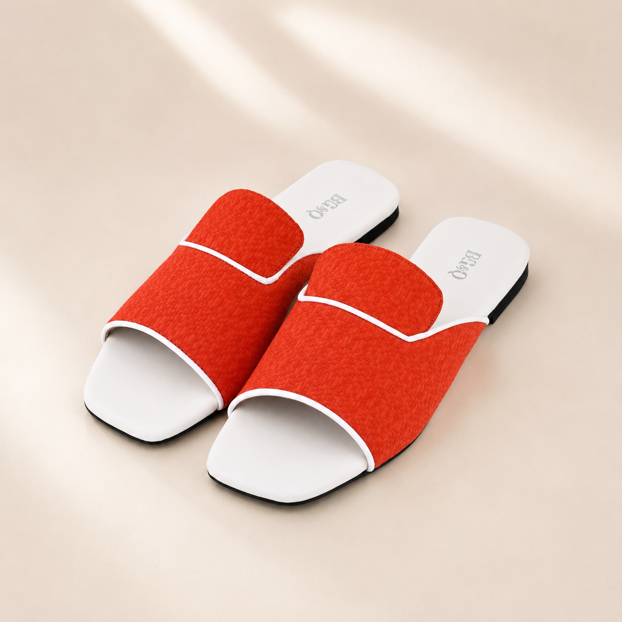 Mules Femme Oranges en Tissu Texturé
