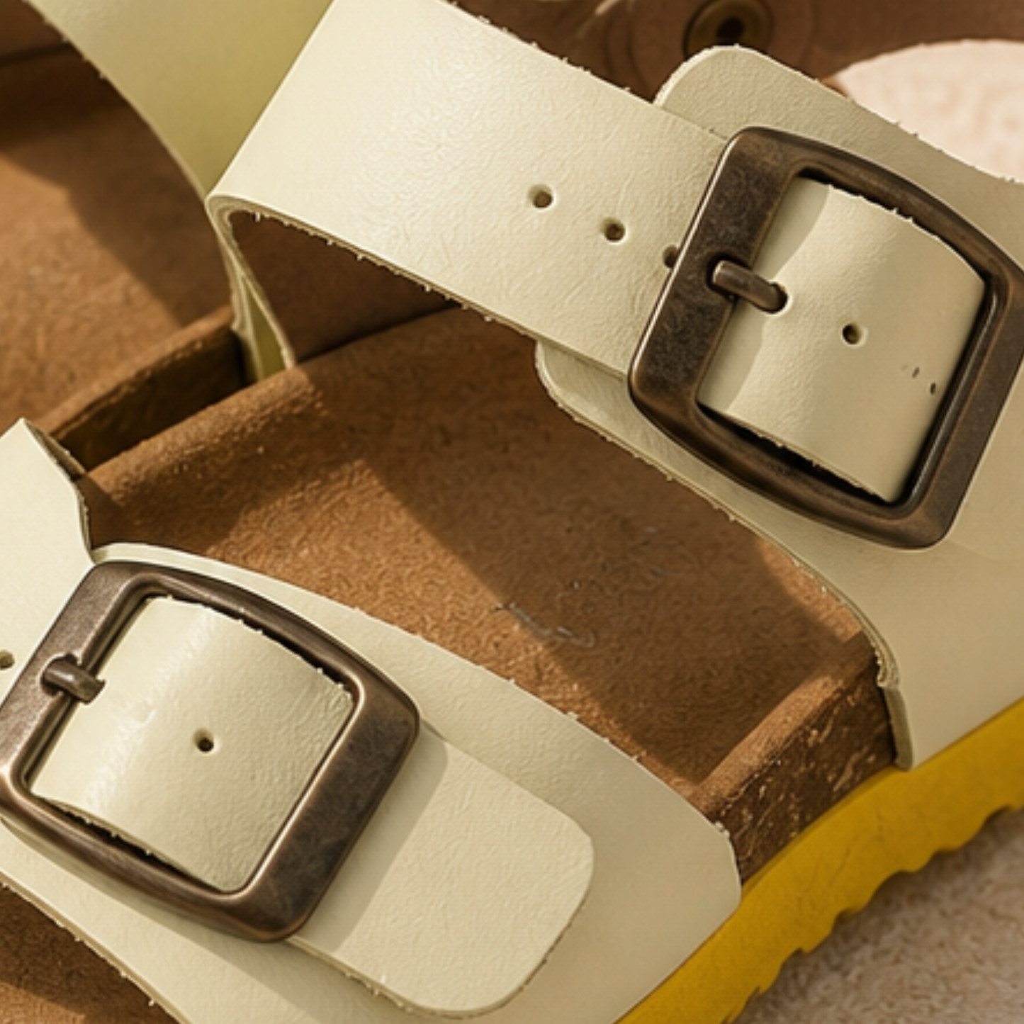 Sandale Enfant en cuir – Jaune Pastel