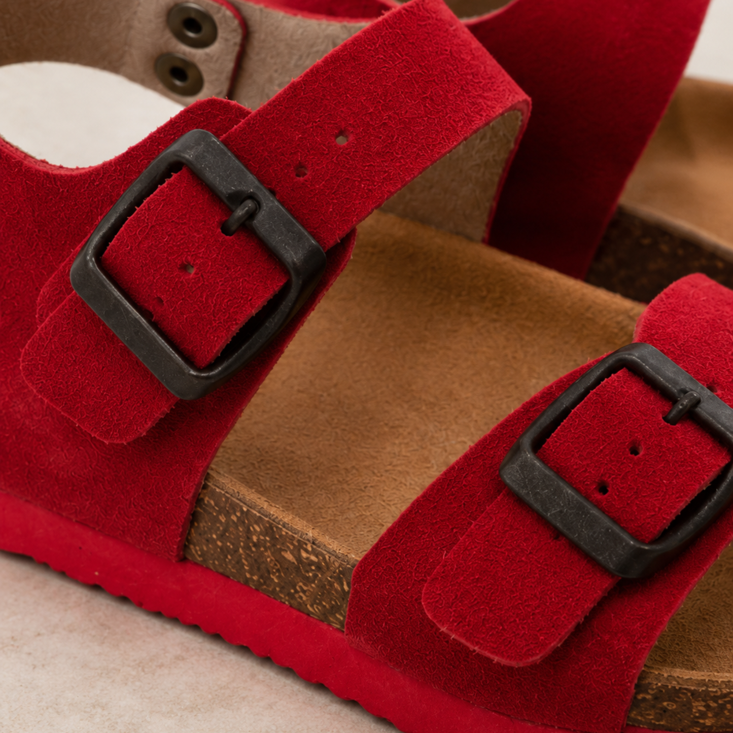 Sandales Enfant en cuir nubuck Rouge