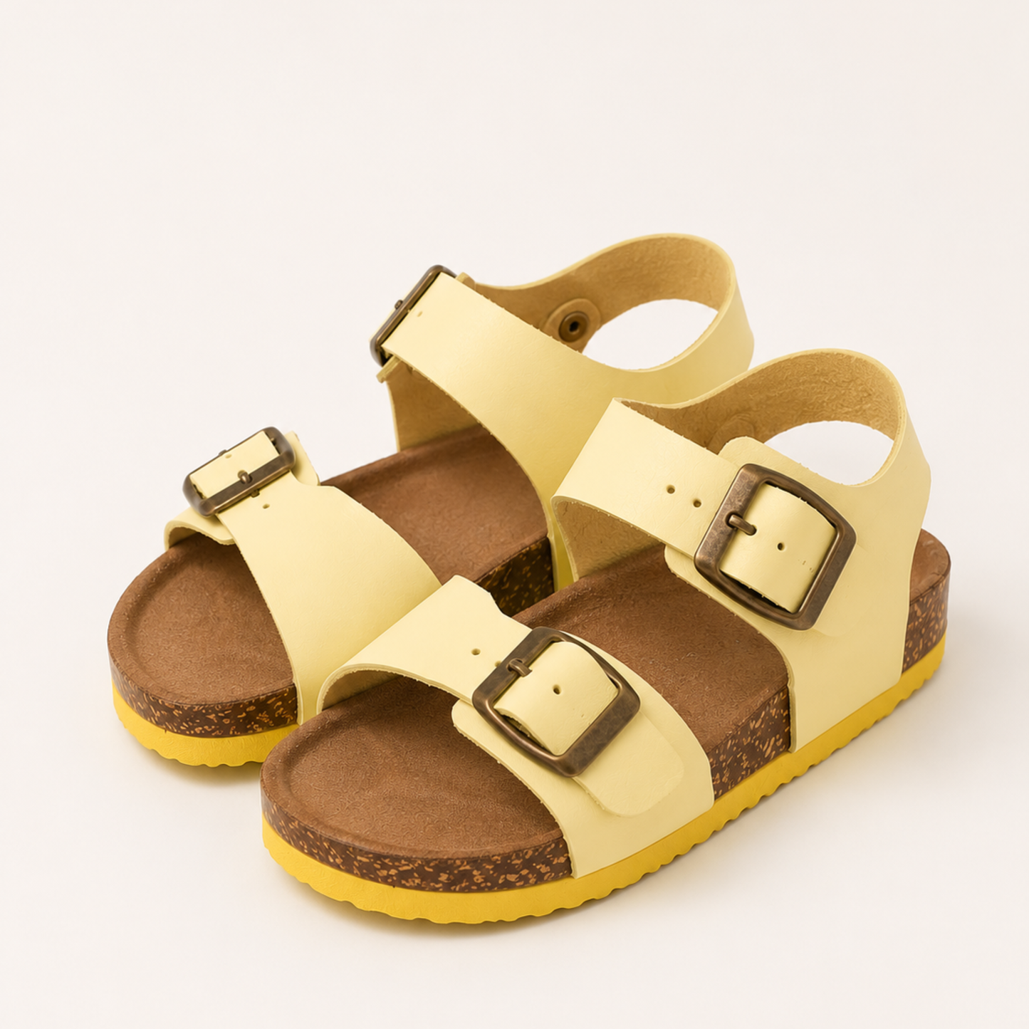 Sandale Enfant en cuir – Jaune Pastel