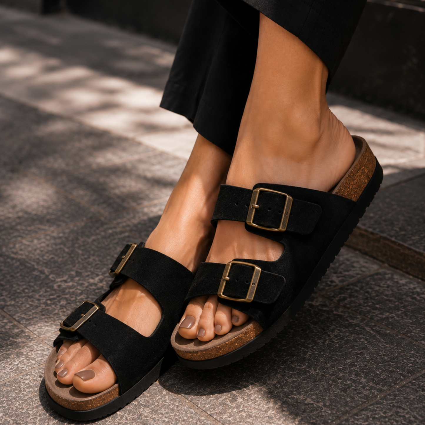 Mule Femme en  Nubuck Noi