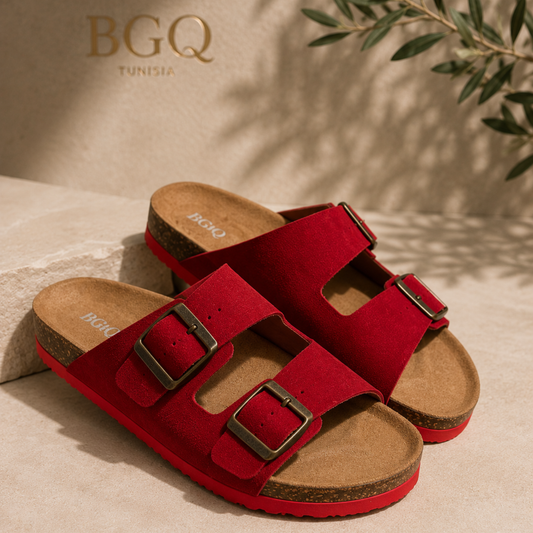 Mule Femme en nubuck Rouge Framboise