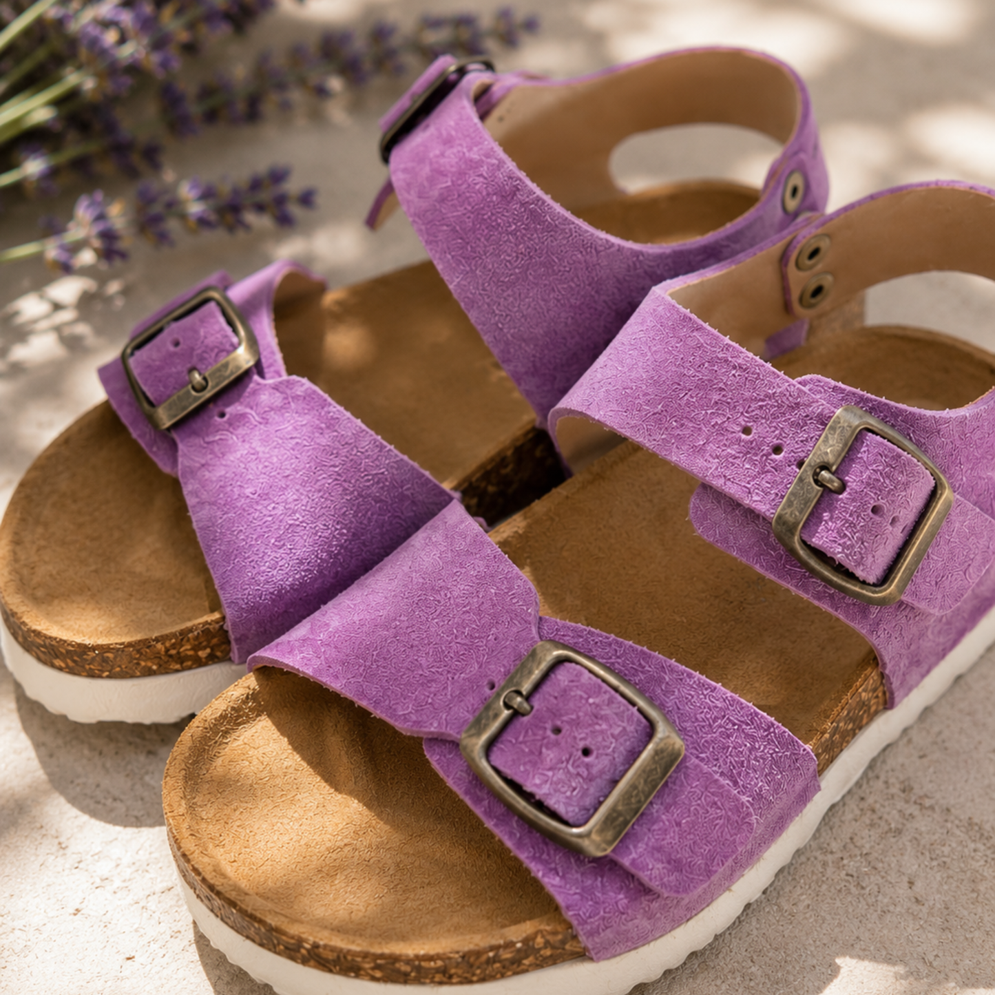 Sandales Enfant en cuir nubuck Violet