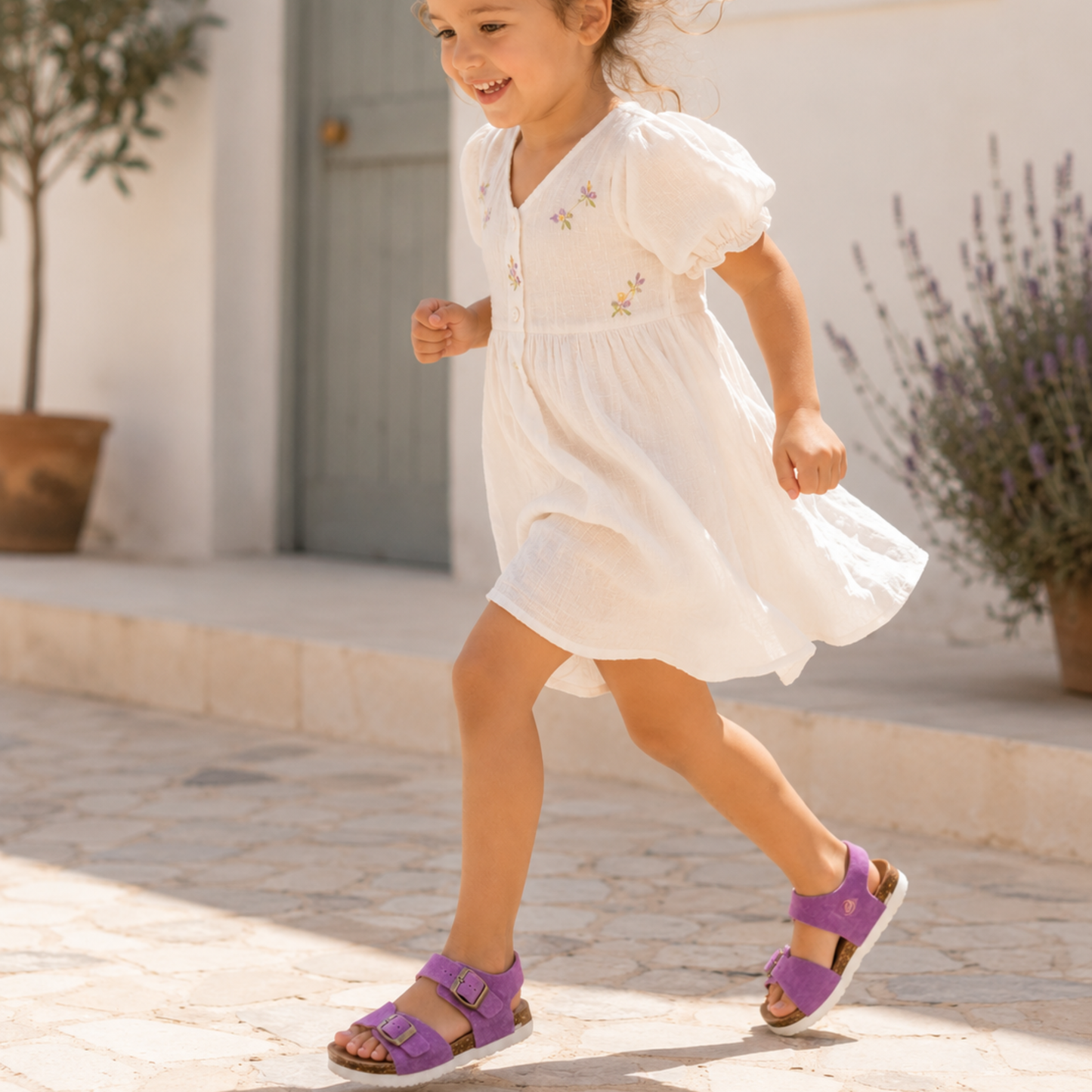 Sandales Enfant en cuir nubuck Violet