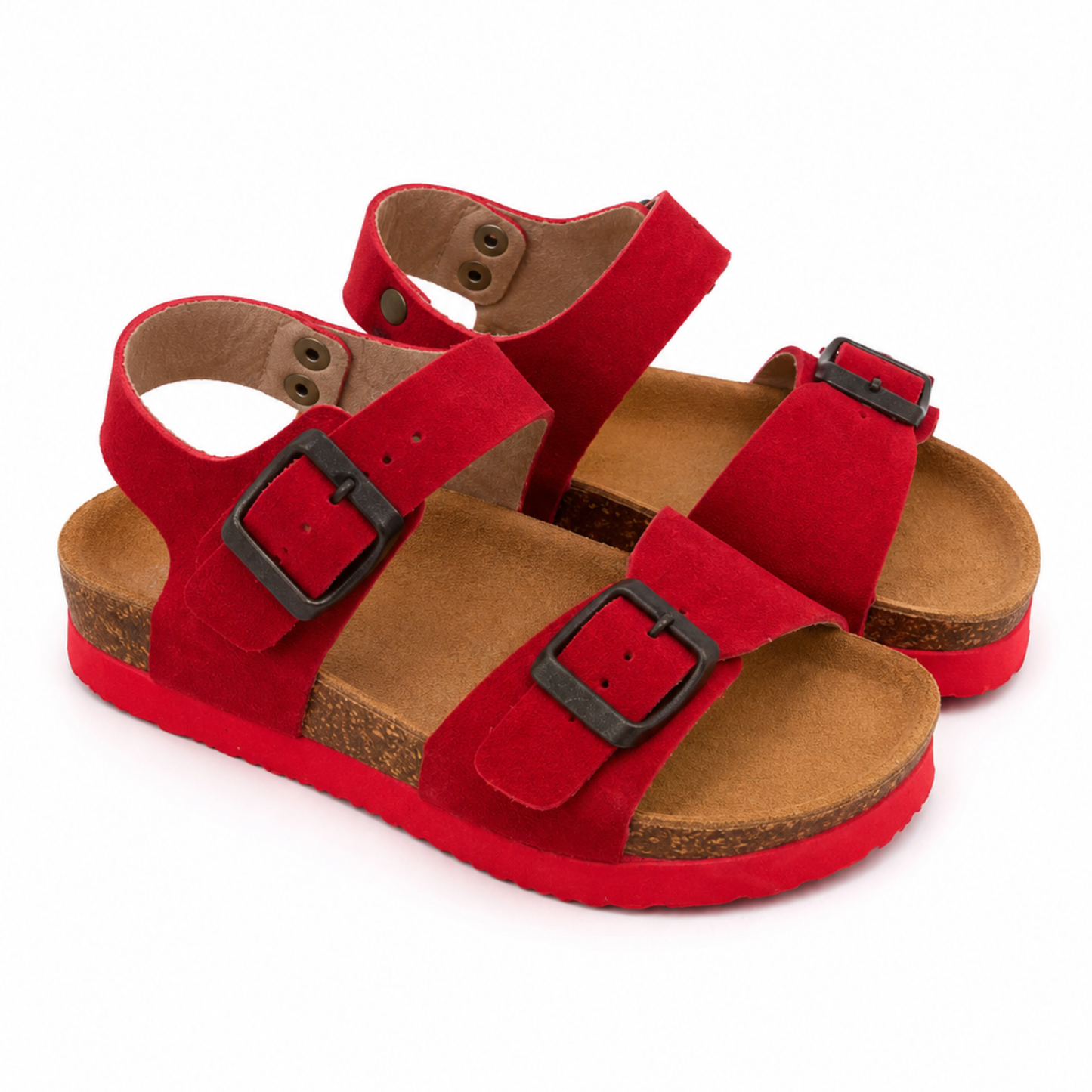 Sandales Enfant en cuir nubuck Rouge